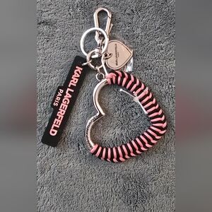 Karl Lagerfeld Pink and Black Heart Keychain